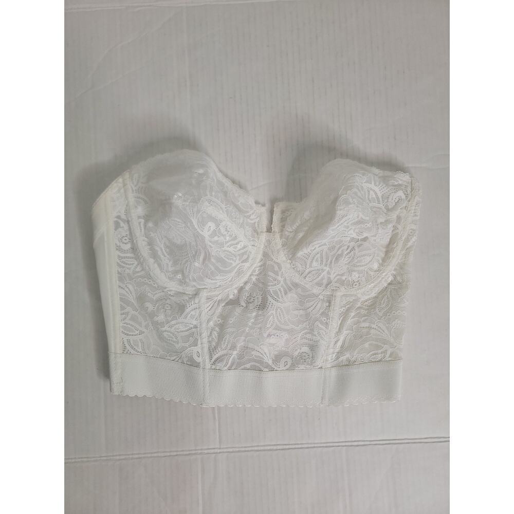 Frederick Of Hollywood VTG Backless by Smoothie 42D Lace Bra Corset Bridal White